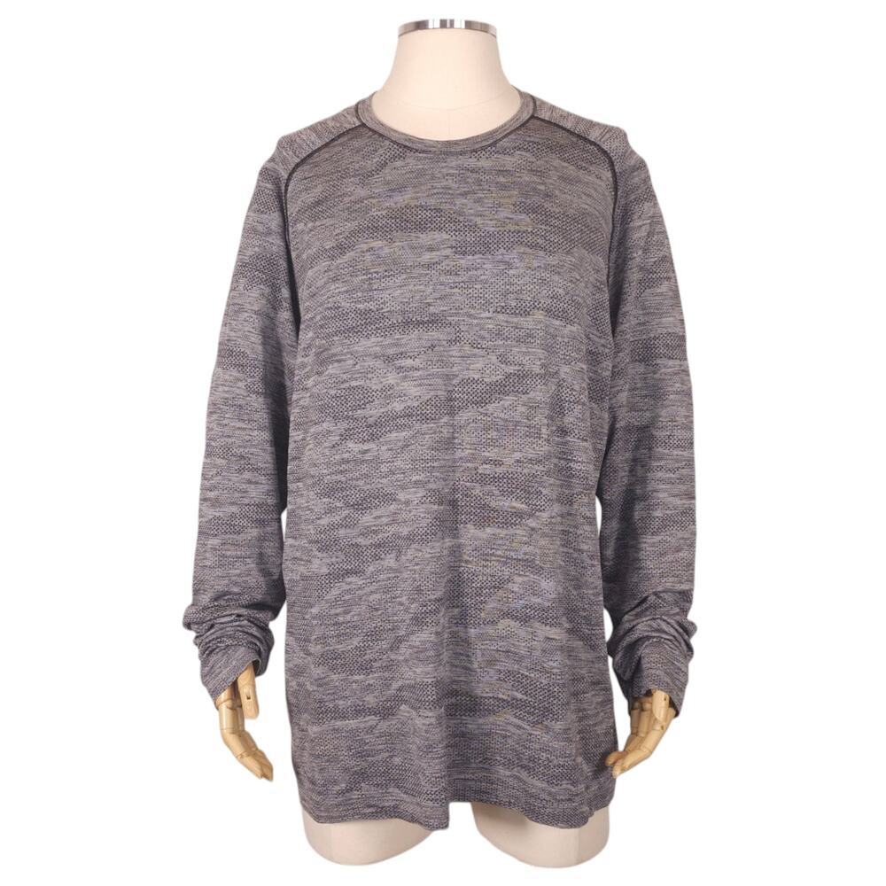 Lululemon Metal Vent Tech Long Sleeve Black / Light Cast Sz XXL